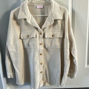 Pink Lily XS Corduroy Cream Shacket